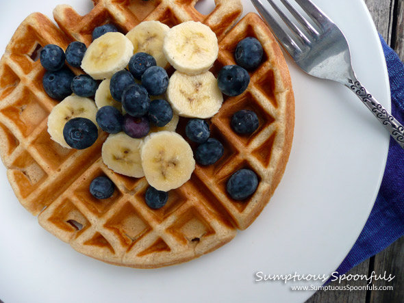 Sunday Vanilla Waffles from Scratch ~ Sumptuous Spoonfuls #waffle #recipe