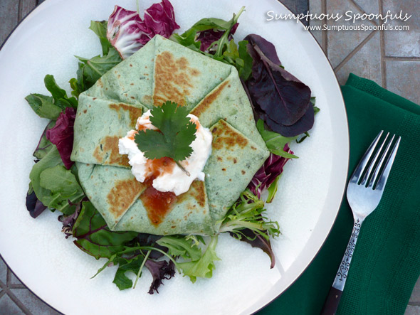 Triple Green Crunchwrap Supreme ~ Sumptuous Spoonfuls #crunchwrap #recipe