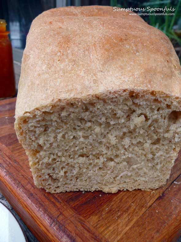 White Whole Wheat Bread ~ Sumptuous Spoonfuls #bread #recipe