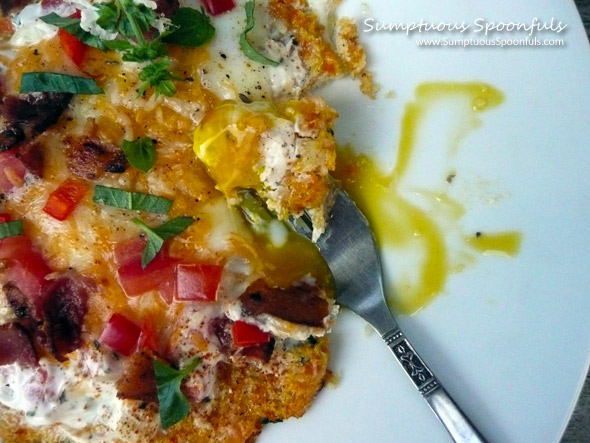 Breakfast Pizza with Herbed Garlic Veggie Crust ~ Sumptuous Spoonfuls #gluten-free #pizza #recipe