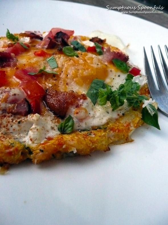 Breakfast Pizza with Herbed Garlic Vegetable Crust ~ Sumptuous Spoonfuls #gluten-free #pizza #recipe