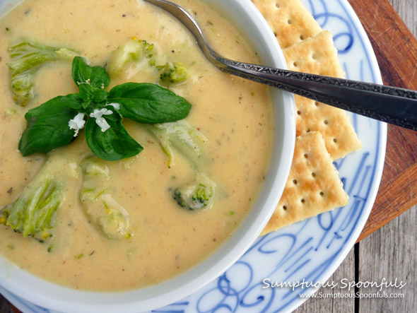 Broccoli Cauli Cheese Soup ~ Sumptuous Spoonfuls #soup #recipe