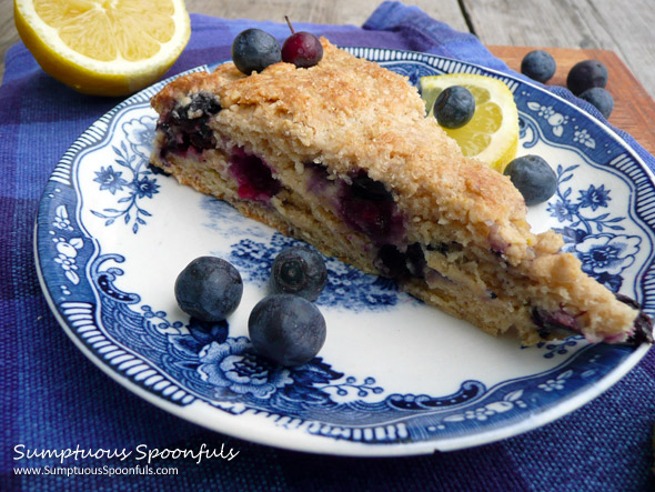 Lemon Blueberry Ricotta Cream Scones ~ Sumptuous Spoonfuls #scone #recipe