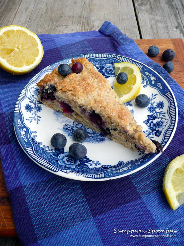 Lemon Blueberry Ricotta Cream Scones ~ Sumptuous Spoonfuls #scone #recipe