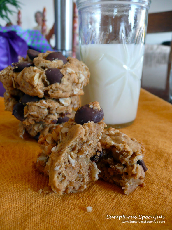Peanut Butter Oatmeal Banana Chocolate Chip Cookies ~ Sumptuous Spoonfuls #cookie #recipe