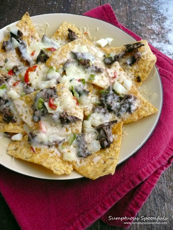 Pepperjack Potroast Nachos ~ Sumptuous Spoonfuls #Nachos #Recipe