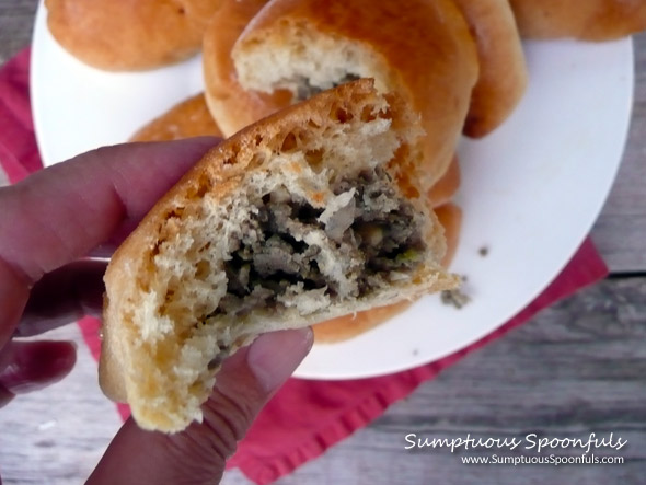 Russian Beef Piroshki ~ Sumptuous Spoonfuls #piroshki #recipe