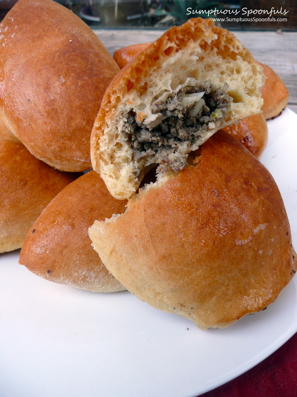 Russian Beef Piroshki ~ Sumptuous Spoonfuls #piroshki #recipe