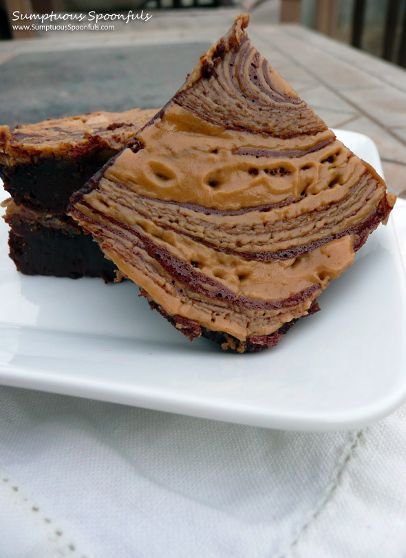 Super Fudgy Peanut Butter Swirl Chocolate Brownies ~ Sumptuous Spoonfuls #fudge #brownie #recipe