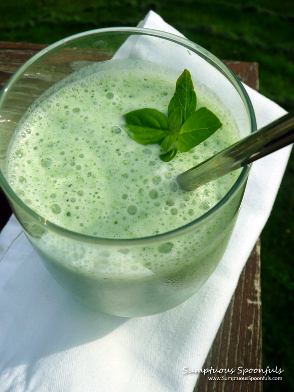 Basil Honeydew Green Smoothie ~ Sumptuous Spoonfuls #green #smoothie #recipe