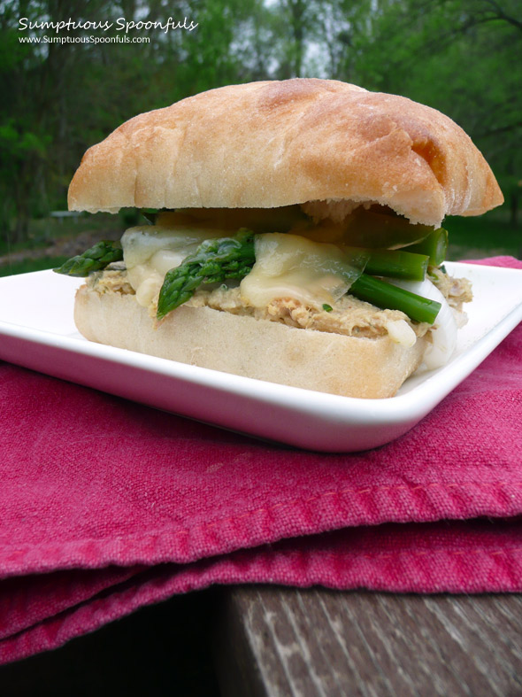 Salmon & Asparagus Salad Sandwich ~ Sumptuous Spoonfuls #sandwich #recipe