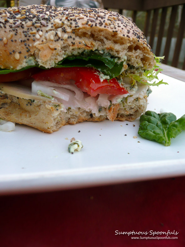 Smoked Turkey with Spanakopita Cream Sandwich ~ Sumptuous Spoonfuls #sandwich #recipe