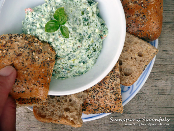 Spanakopita Dip ~ Greek-style #Spinach, Feta, & Dill #Dip from Sumptuous Spoonfuls