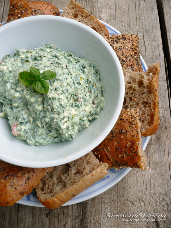 Spanakopita Dip ~ Greek-style #Spinach, Feta, & Dill #Dip from Sumptuous Spoonfuls