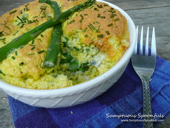 Asparagus Blue Cheese Souffle ~ Sumptuous Spoonfuls #easy #souffle #recipe