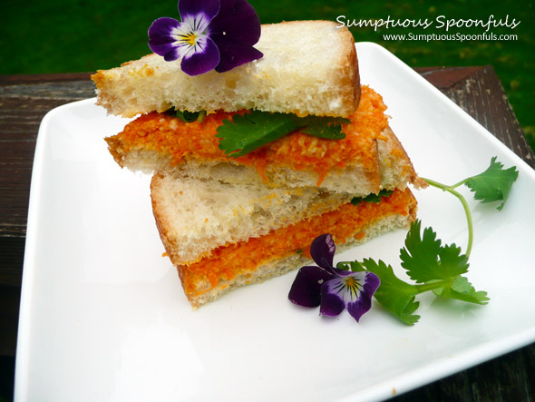 Curried Carrot Cheddar Sandwich ~ Sumptuous Spoonfuls #sandwich #recipe