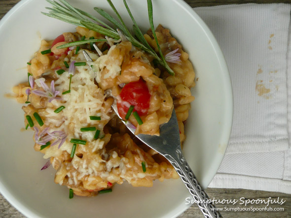 Curry Saffron Wild Mushroom Risotto ~ Sumptuous Spoonfuls #risotto #recipe