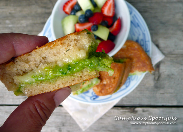 Havarti & Chive Pesto Grilled Cheese Sandwich ~ Sumptuous Spoonfuls #gourmet #grilled #cheese