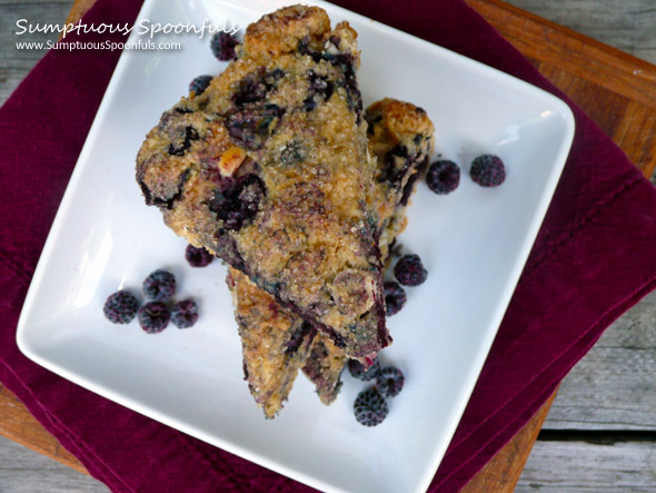 Black Raspberry White Chocolate Scones ~ Sumptuous Spoonfuls #scone #recipe