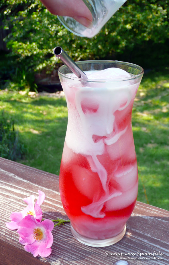 Strawberry Rose Italian Cream Sodas ~ Sumptuous Spoonfuls #Cream #Soda #Recipe