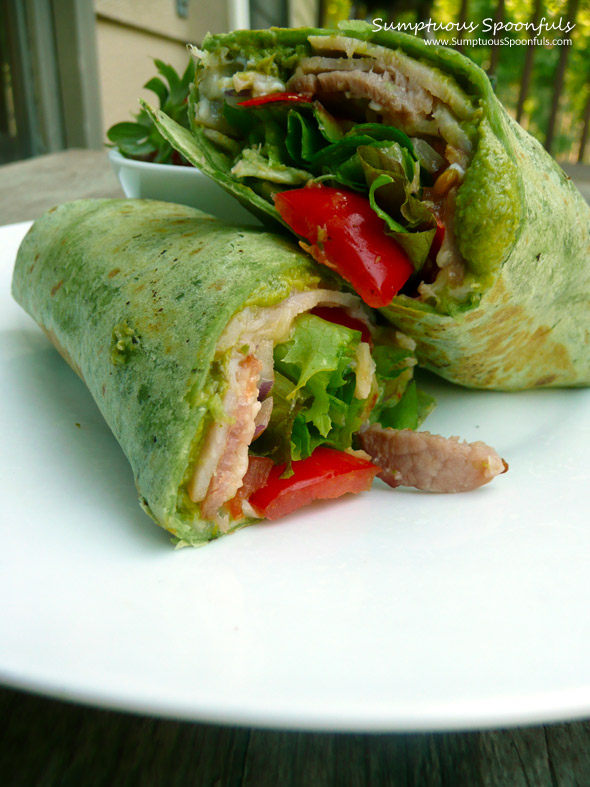 Turkey Avocado Bacon Lettuce & Tomato Wrap ~ Sumptuous Spoonfuls #BLT #recipe