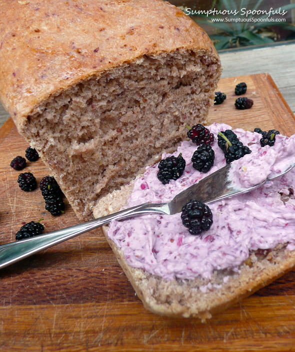 Mulberry Maple Oatmeal Bread ~ Sumptuous Spoonfuls #bread #recipe