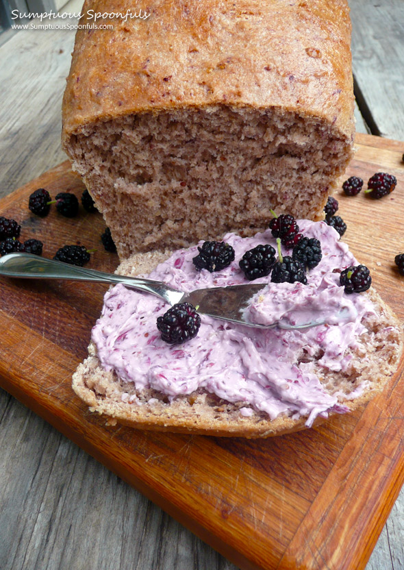 Mulberry Maple Oatmeal Bread ~ Sumptuous Spoonfuls #bread #recipe