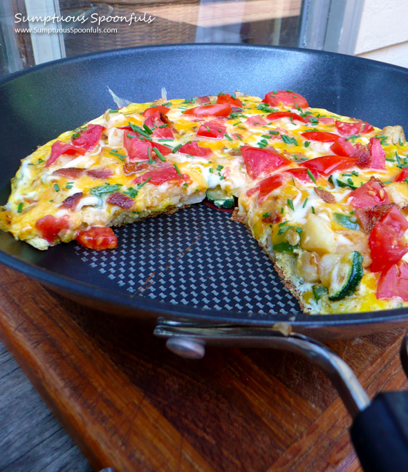 Garden Fresh Fritatta with Bacon ~ Sumptuous Spoonfuls #fritatta #recipe