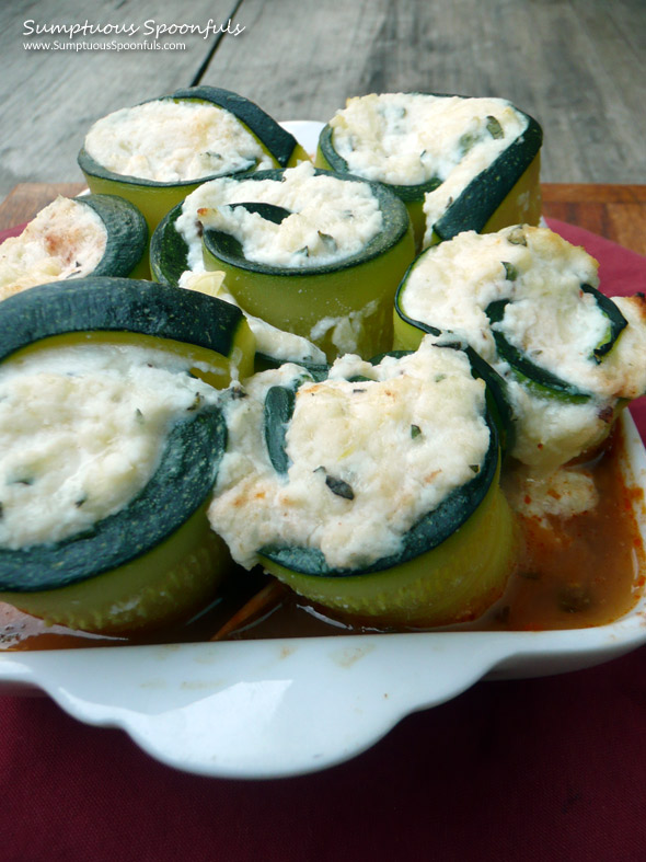 Zucchini Ricotta Spirals ~ Sumptuous Spoonfuls #zucchini #recipe