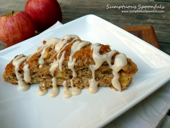 Apple Cinnamon Scones with Maple Cream Cheese Drizzle ~ Sumptuous Spoonfuls #scone #recipe