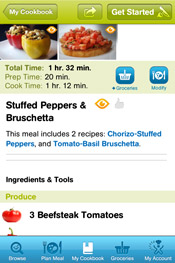 Cooking Planit App - Meal View