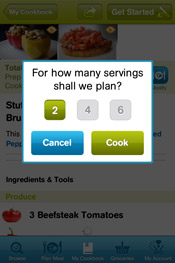 Cooking Planit App - How many servings?