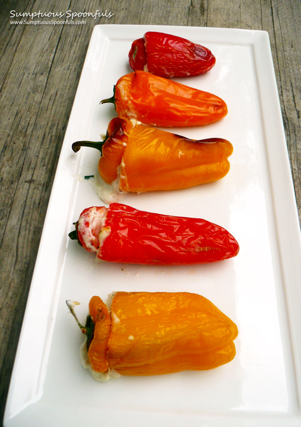 Crab n Cheese Stuffed Sweet Pepper Poppers ~ Sumptuous Spoonfuls #popper #recipe