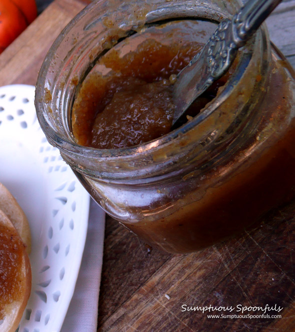 Maple Amaretto Pumpkin Butter ~ Sumptuous Spoonfuls #pumpkin #recipe