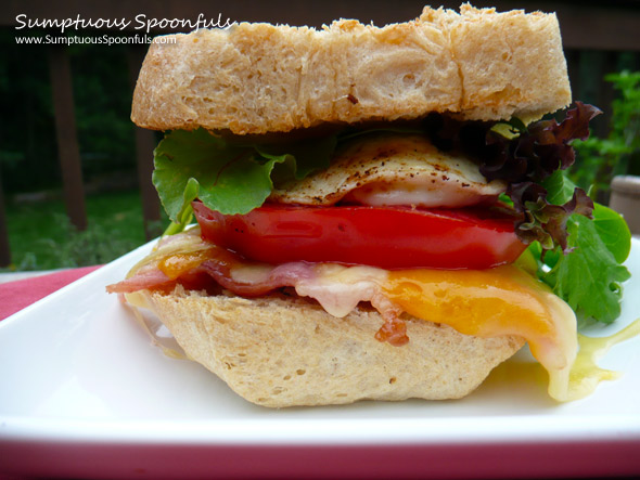 Smoked Cheddar & Gouda Breakfast BLT Sandwich ~ Sumptuous Spoonfuls #sandwich #recipe