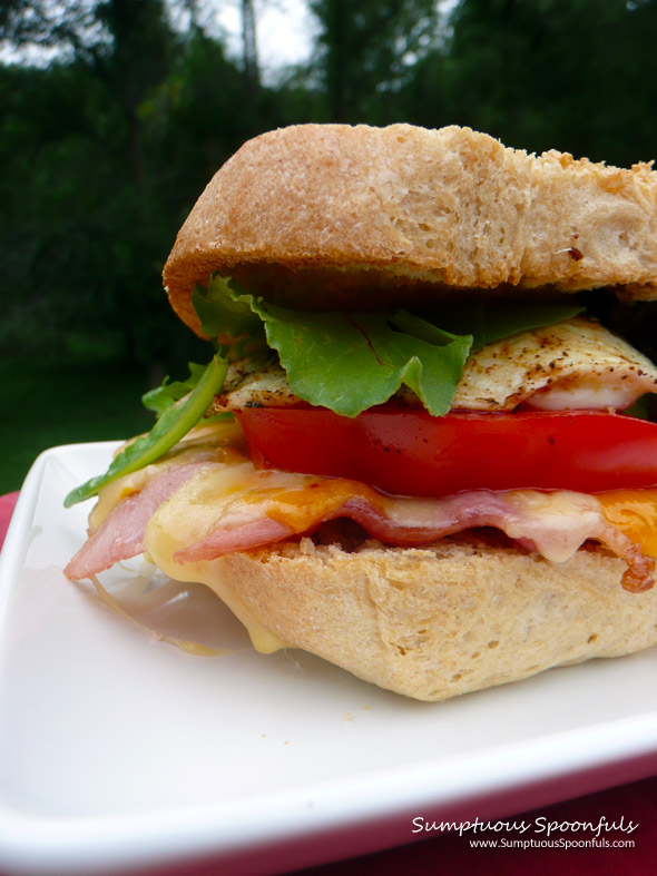 Smoked Cheddar & Gouda Breakfast BLT Sandwich ~ Sumptuous Spoonfuls #sandwich #recipe
