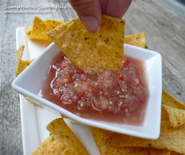 Purple Tomatillo Salsa Fresca ~ Sumptuous Spoonfuls #salsa #recipe