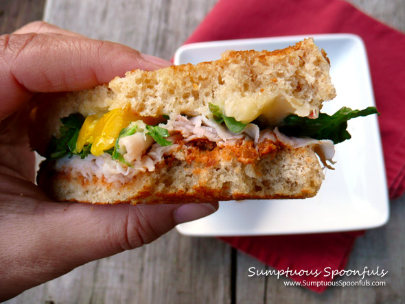 Smoked Turkey Spinach Sundried Tomato Sandwich ~ Sumptuous Spoonfuls #sandwich #recipe