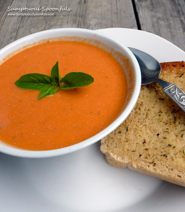 Tomato Basil Ricotta Soup ~ Sumptuous Spoonfuls #soup #recipe