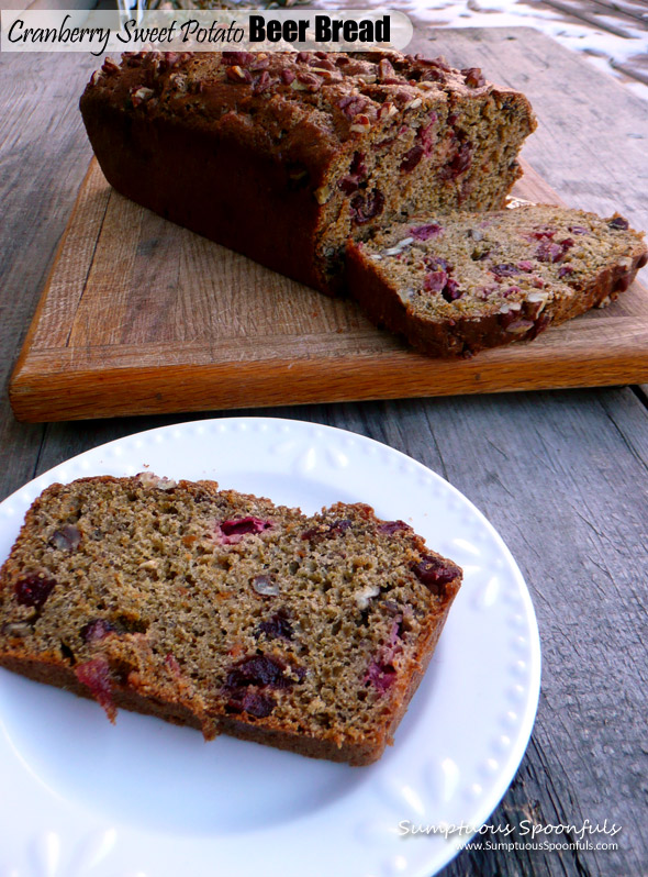 Cranberry Sweet Potato Beer Bread ~ Sumptuous Spoonfuls #beer #bread #recipe