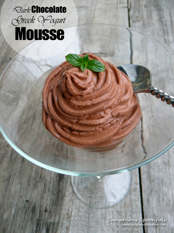 Dark Chocolate Greek Yogurt Mousse ~ Sumptuous Spoonfuls #chocolate #mousse #recipe