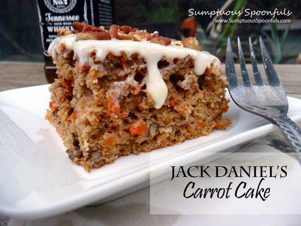 Jack Daniel's Carrot Cake with Heavenly Frosting ~ Sumptuous Spoonfuls #cake #recipe