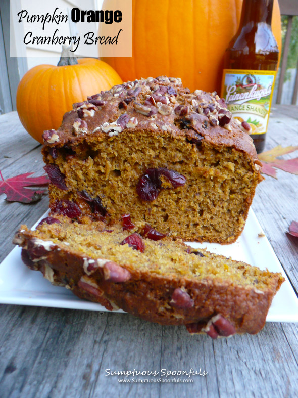 Pumpkin Orange Cranberry Bread ~ Sumptuous Spoonfuls #quickbread #recipe