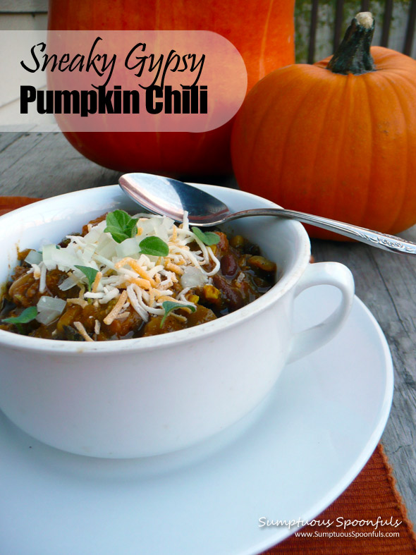 Sneaky Gypsy Pumpkin Chili ~ Sumptuous Spoonfuls #chili #recipe