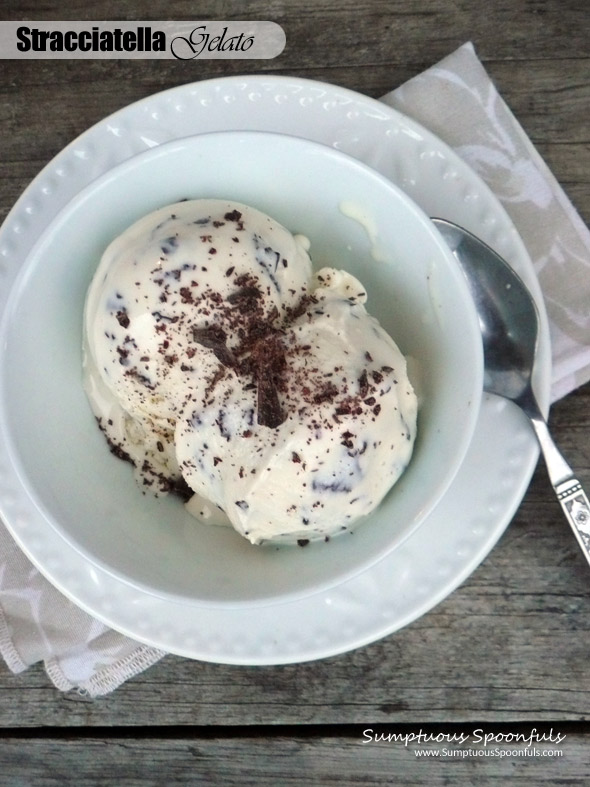 Stracciatella Gelato ~ Sumptuous Spoonfuls #Italian #Ice Cream #recipe