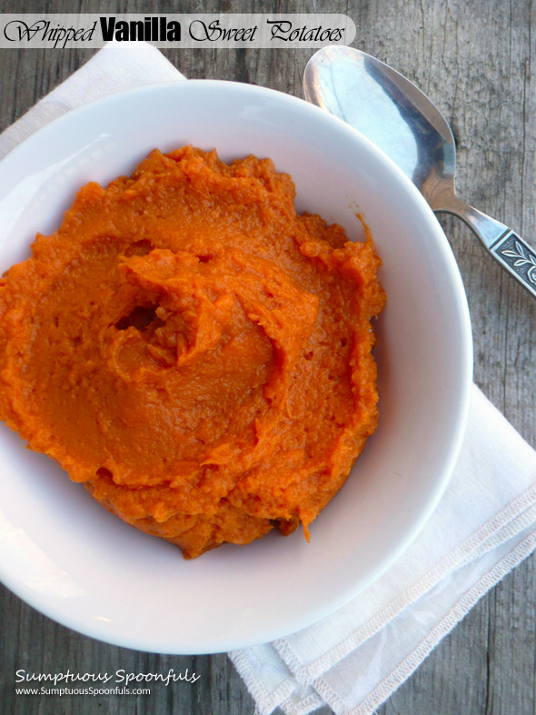 Whipped Vanilla Sweet Potatoes & a collection of healthy sweet potato recipes ~ Sumptuous Spoonfuls #sweet potato #recipe