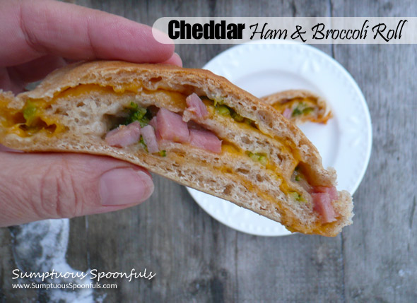 Cheddar Ham & Broccoli Roll ~ Sumptuous Spoonfuls #sandwich #recipe