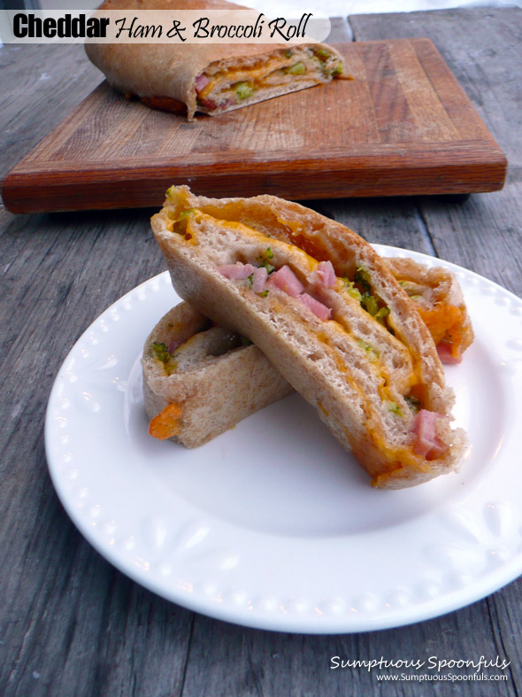 Cheddar Ham & Broccoli Roll ~ Sumptuous Spoonfuls #sandwich #recipe