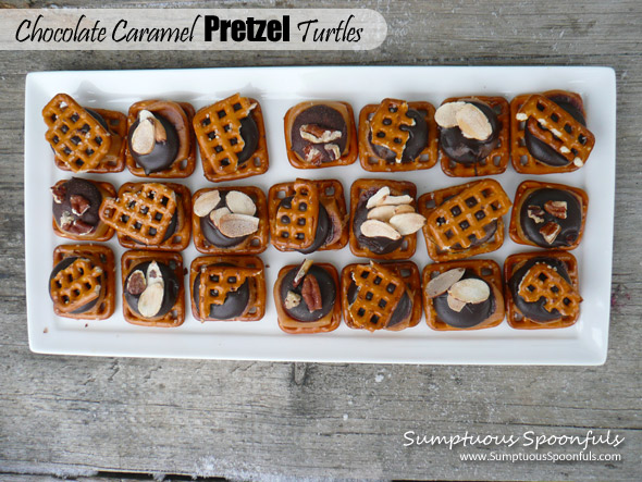 Chocolate Caramel Pretzel Turtles ~ Sumptuous Spoonfuls #easy #holiday #recipe