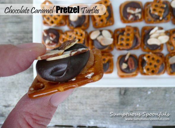 Chocolate Caramel Pretzel Turtles ~ Sumptuous Spoonfuls #easy #holiday #recipe